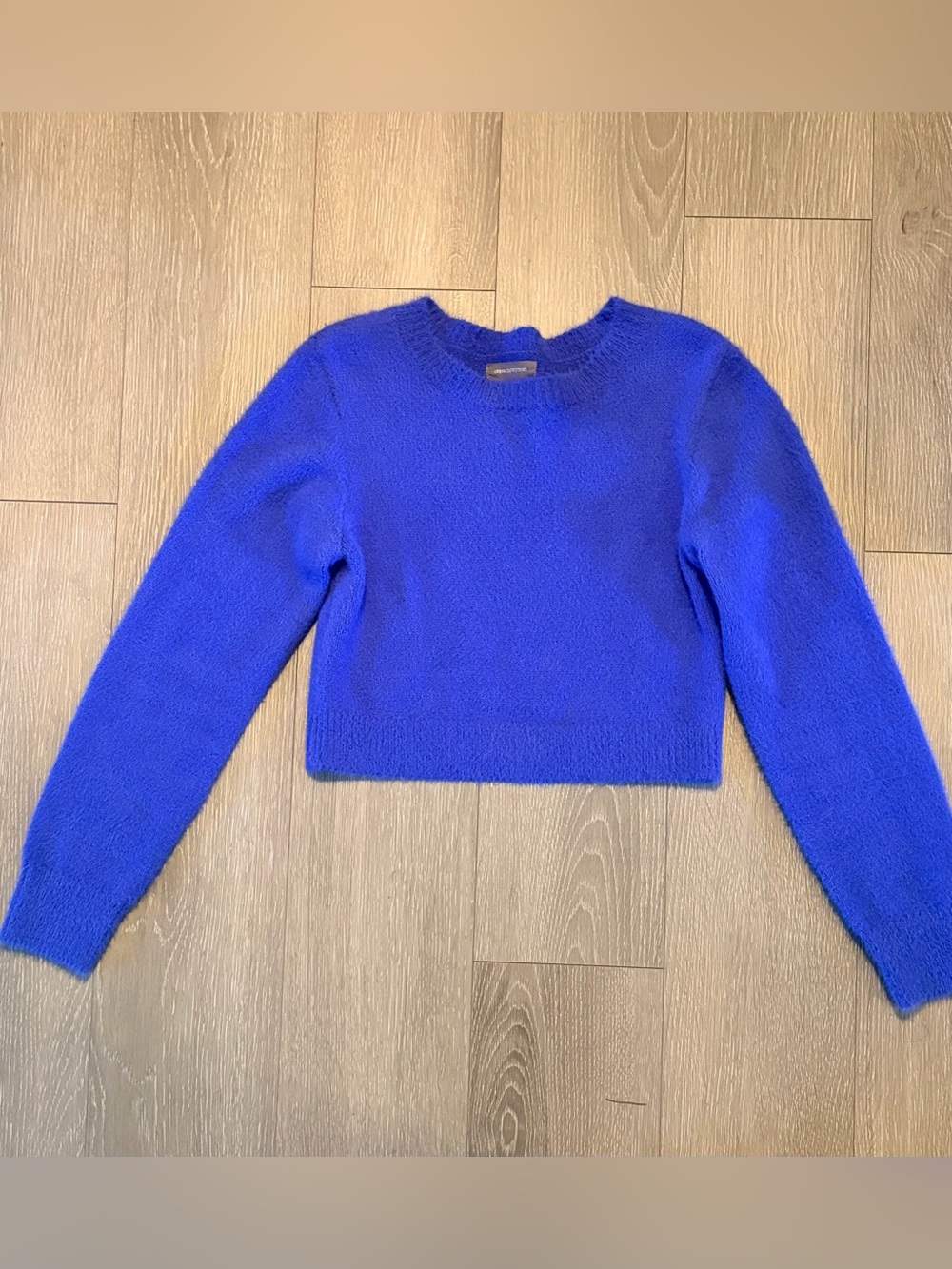 Urban Outfitters Cropped Fuzzy Knit Crewneck Sweater